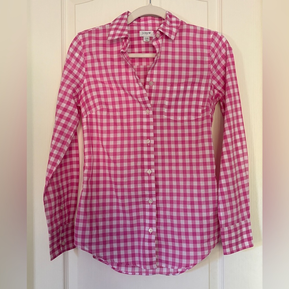 J.Crew Pink Gingham Button-Down Shirt XXS